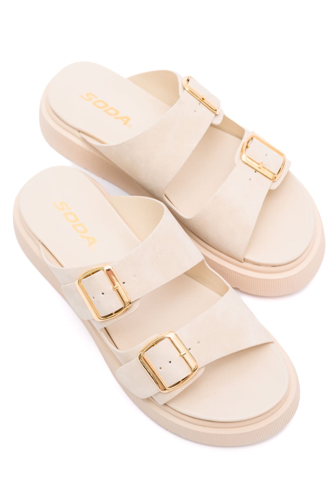 Take the Next Step Ivory Strappy Platform Sandals with Gold Hardware | sandals