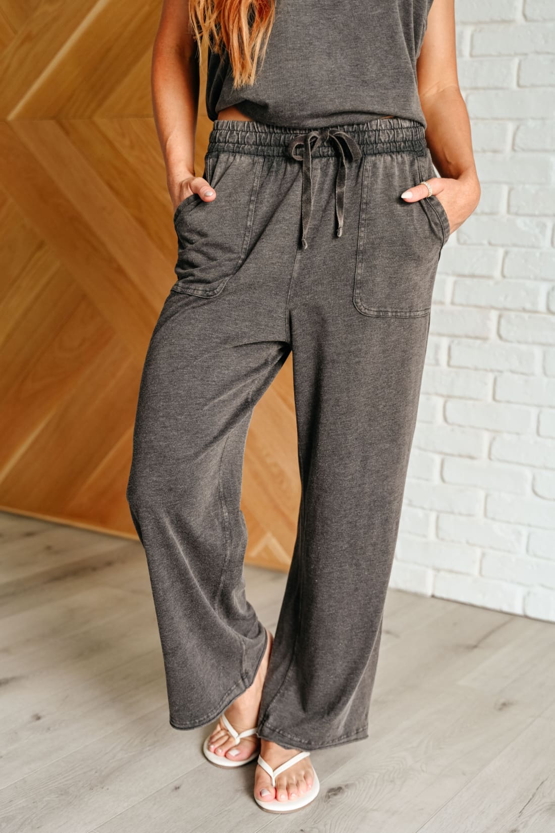 Taking It Easy Tank and Pants Lounge Set in Black | Loungewear