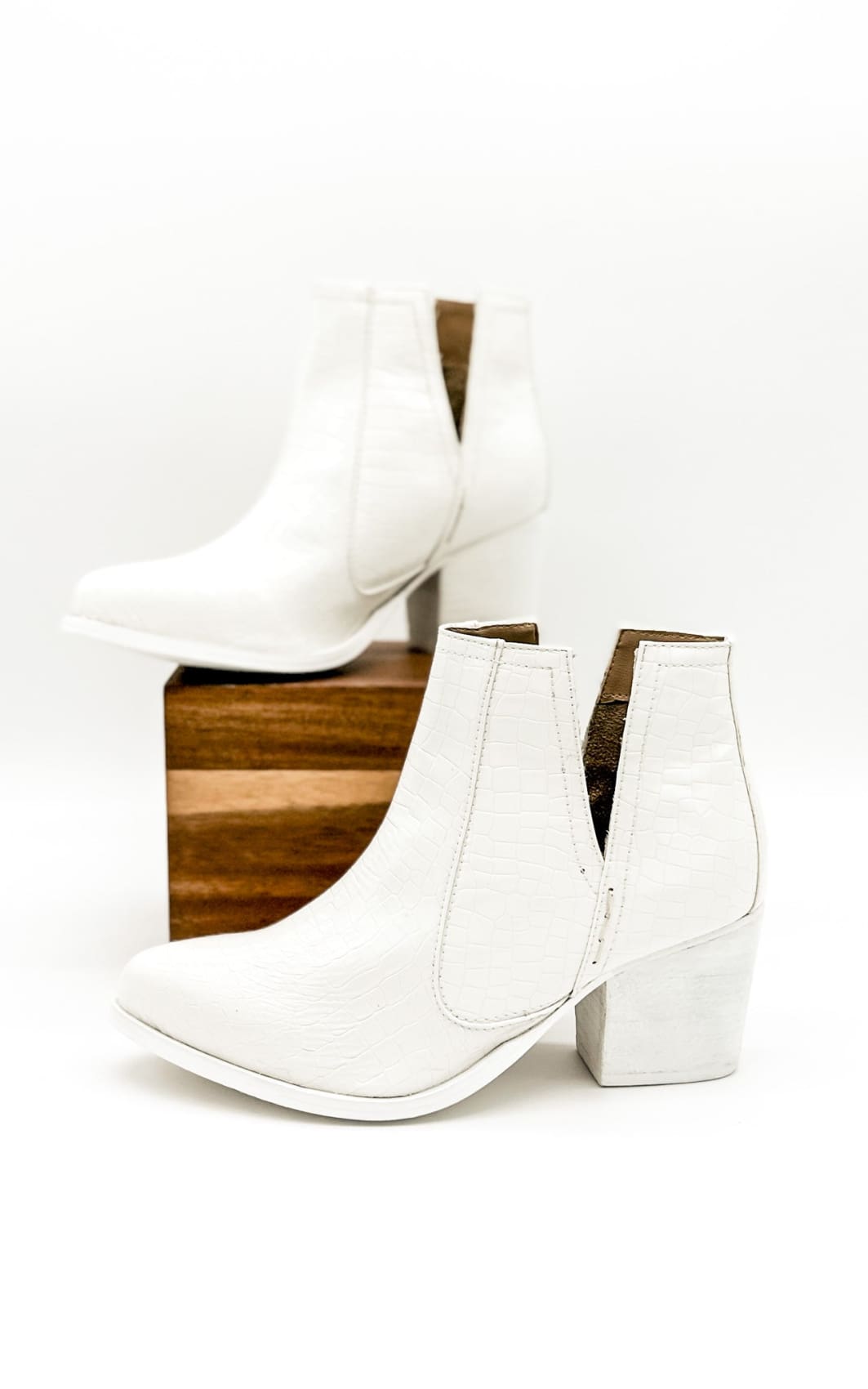 Tarim Bootie in White Croc | boots