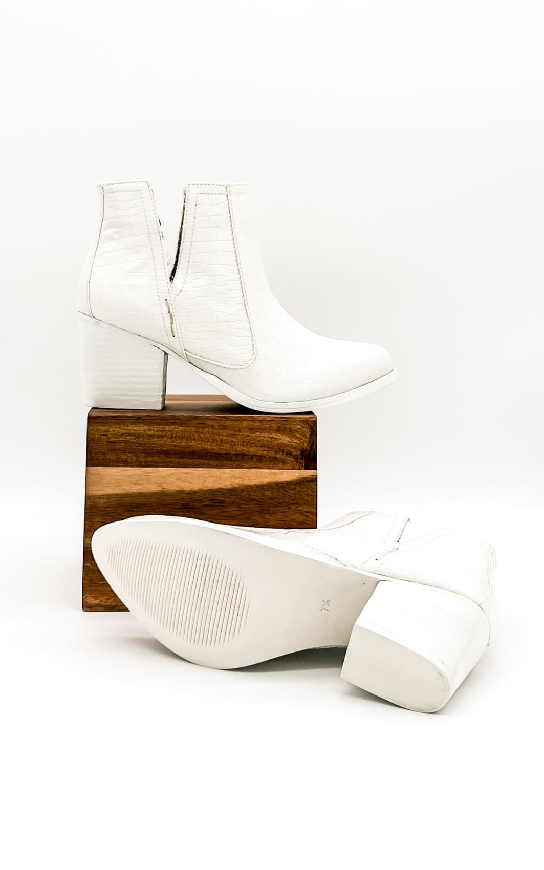 Tarim Bootie in White Croc | boots