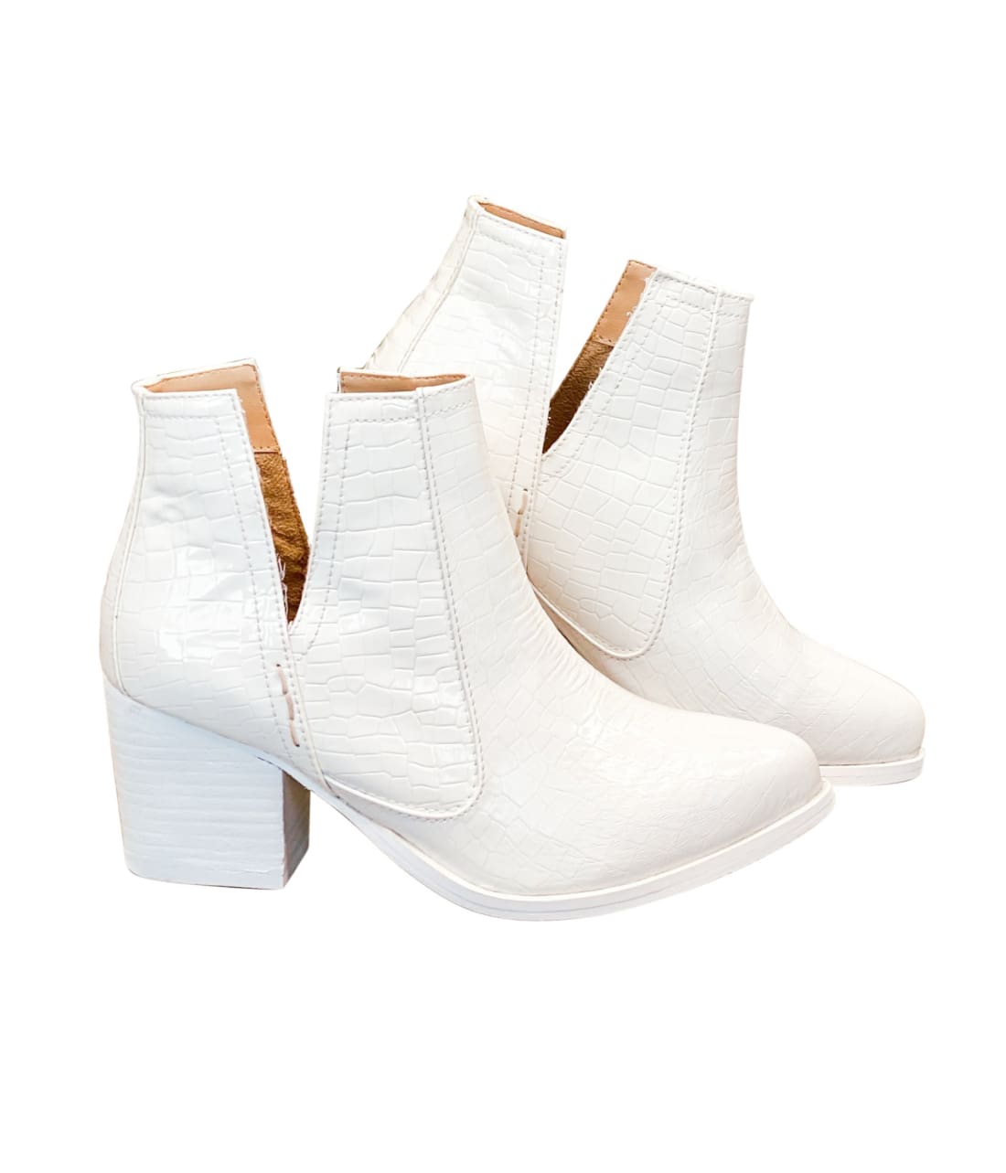 Tarim Bootie in White Croc | boots