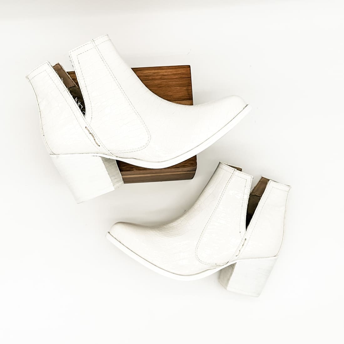 Tarim Bootie in White Croc | boots