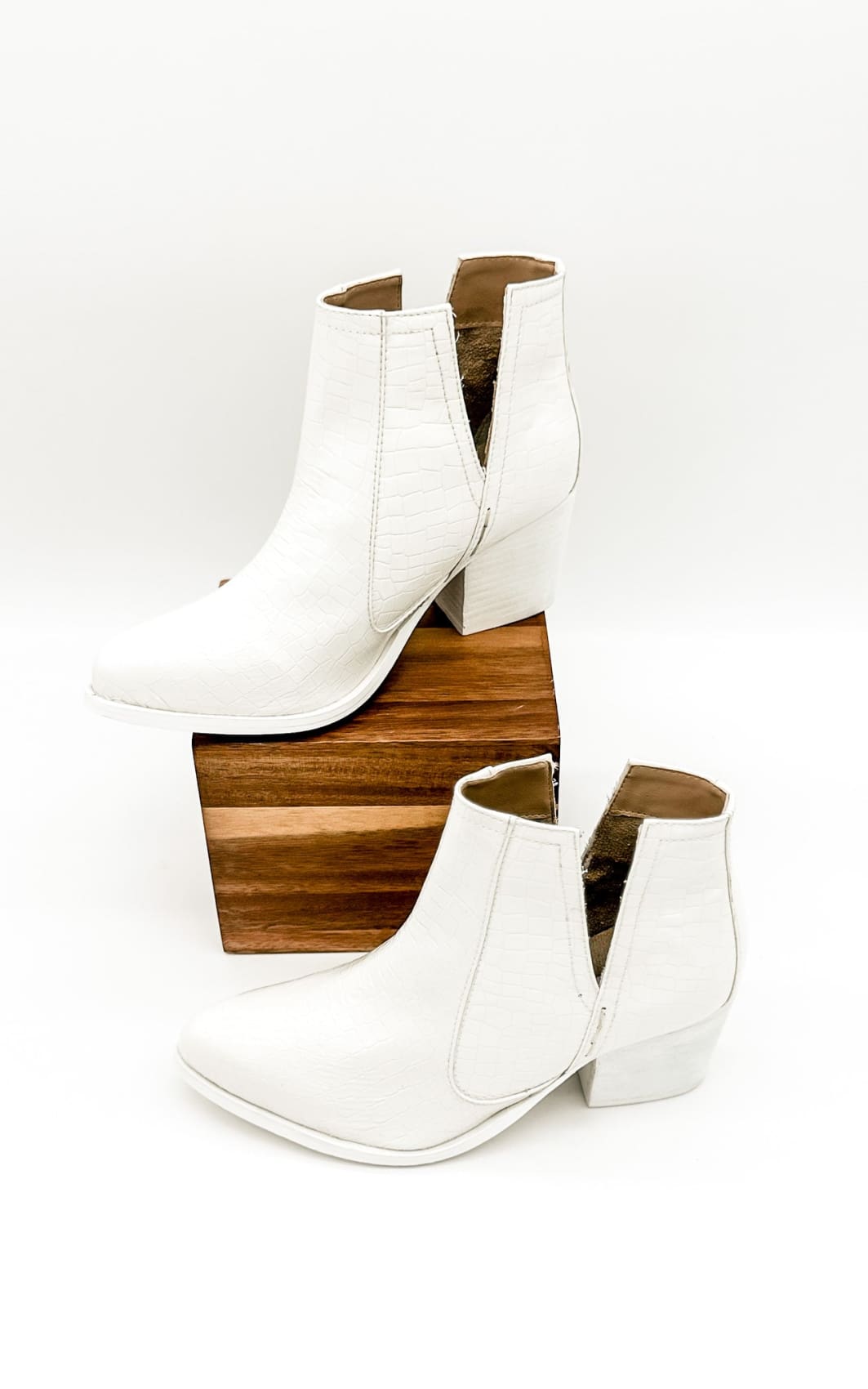 Tarim Bootie in White Croc | boots