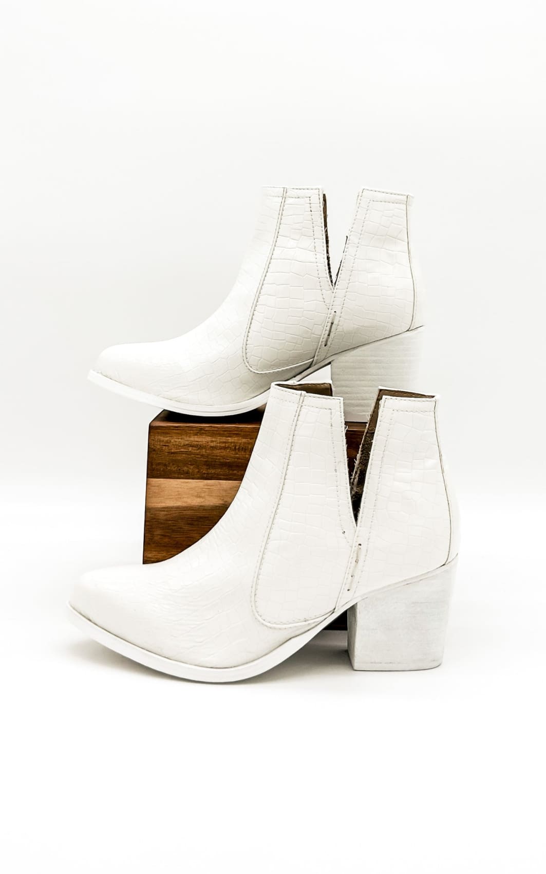 Tarim Bootie in White Croc | boots