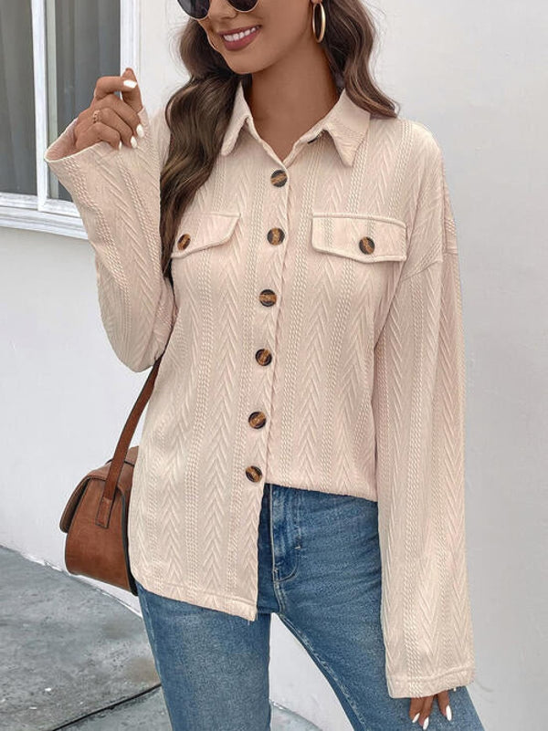 Texture Button Up Long Sleeve Shirt | Blouses & Shirts