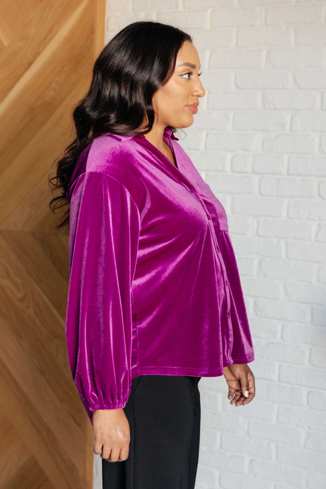 The Best Policy Velvet Balloon Sleeve Top | Tops