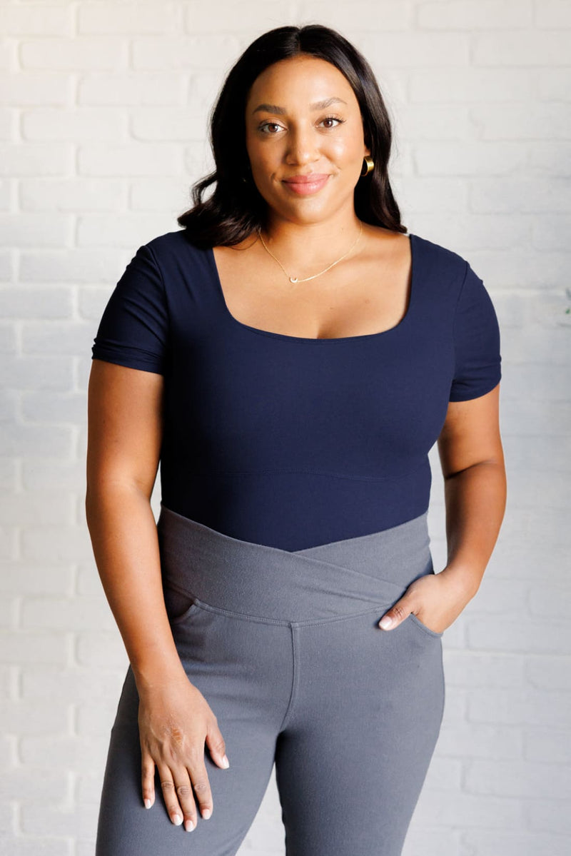 They’re Not Like Us Square Neck Bodysuit in Navy