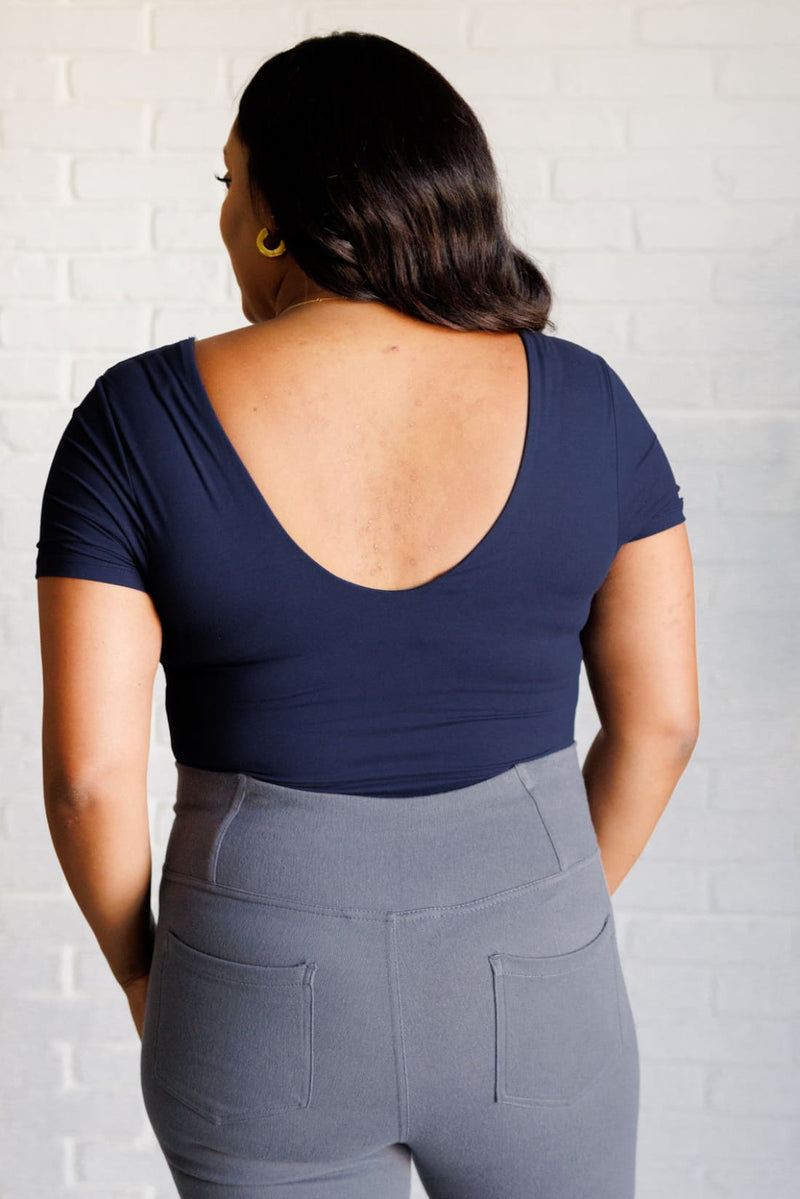 They’re Not Like Us Square Neck Bodysuit in Navy