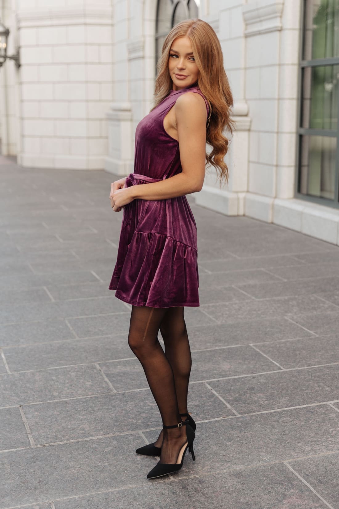 Tied In A Bow Velvet Dress | Mini Dresses