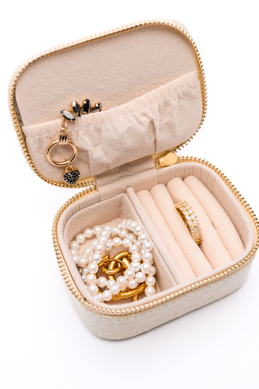 Travel Jewelry Case in Cream Snakeskin | Accessories