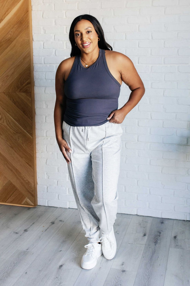 Racerback Shelf Bra Tank in Charcoal