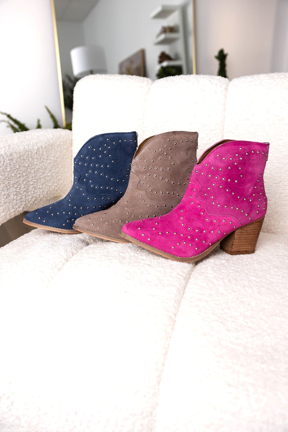 Twilight Studded Heeled Ankle Boot in Denim | boots