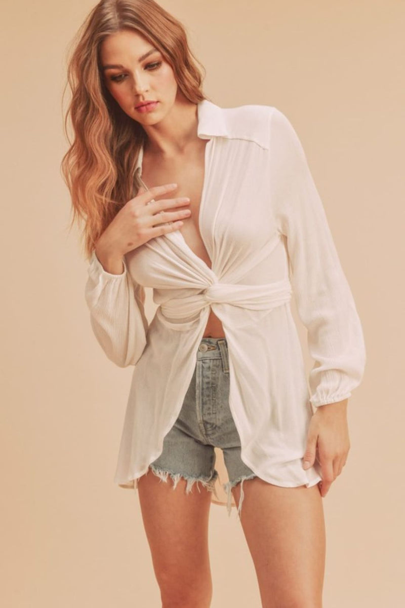 Twist Front Long Sleeve Top