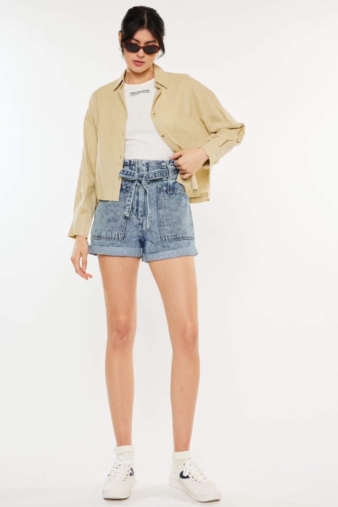 High Waist Paperbag Waist Shorts