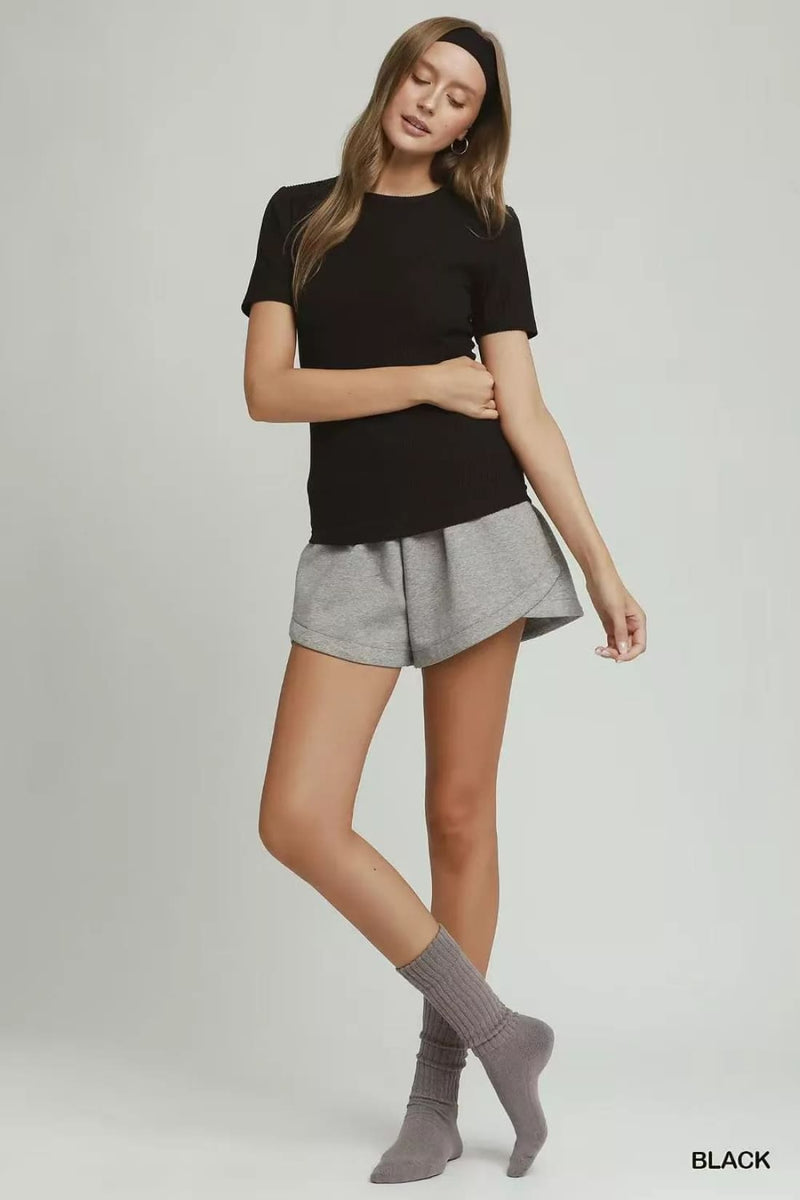 Umgee Brushed Rib Short Sleeve Top