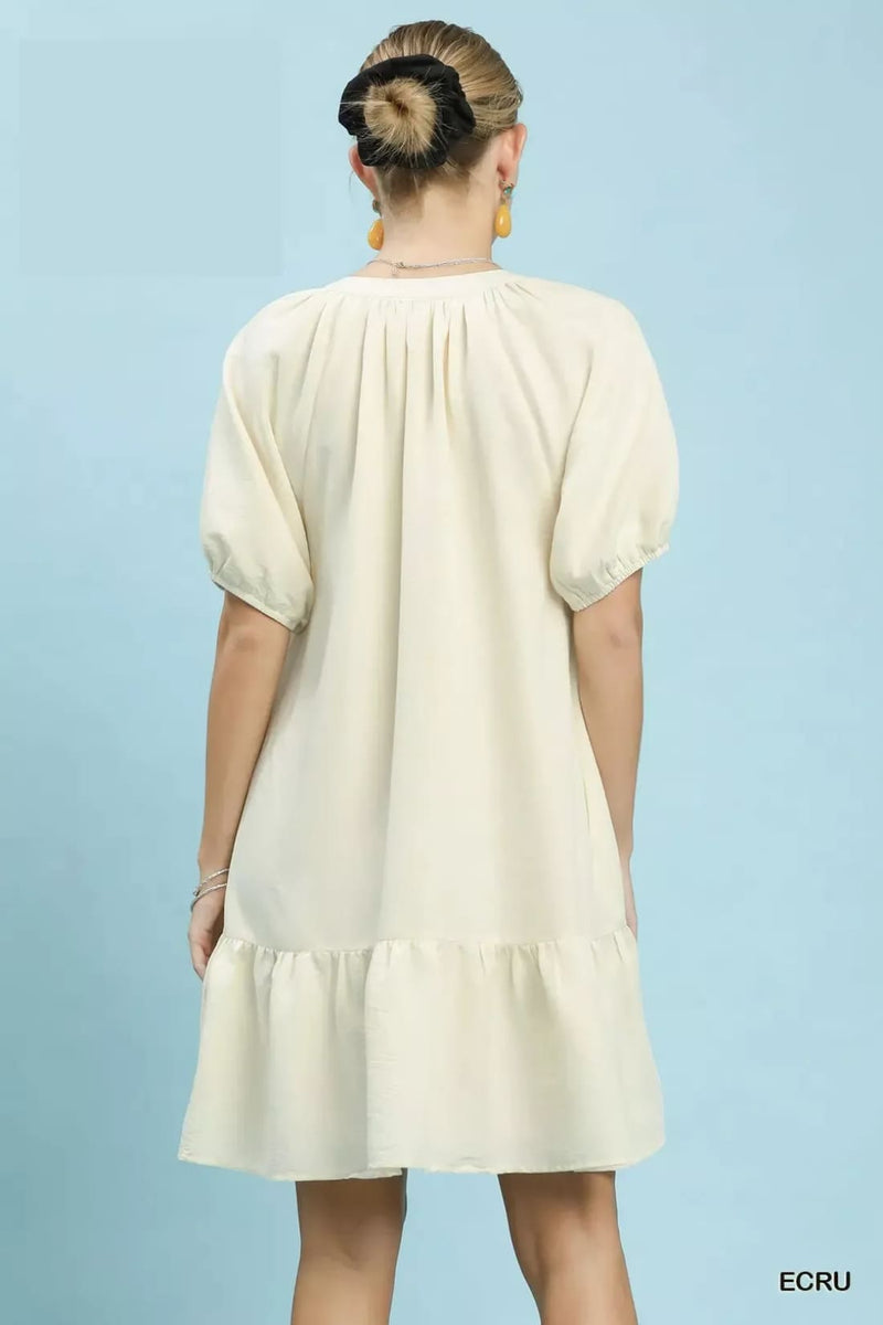 Umgee Embroidered Floral Babydoll Dress