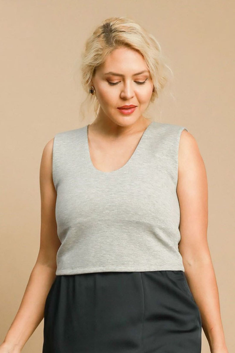 Umgee Full Size Scoop Neck Cropped Tank Plus Size