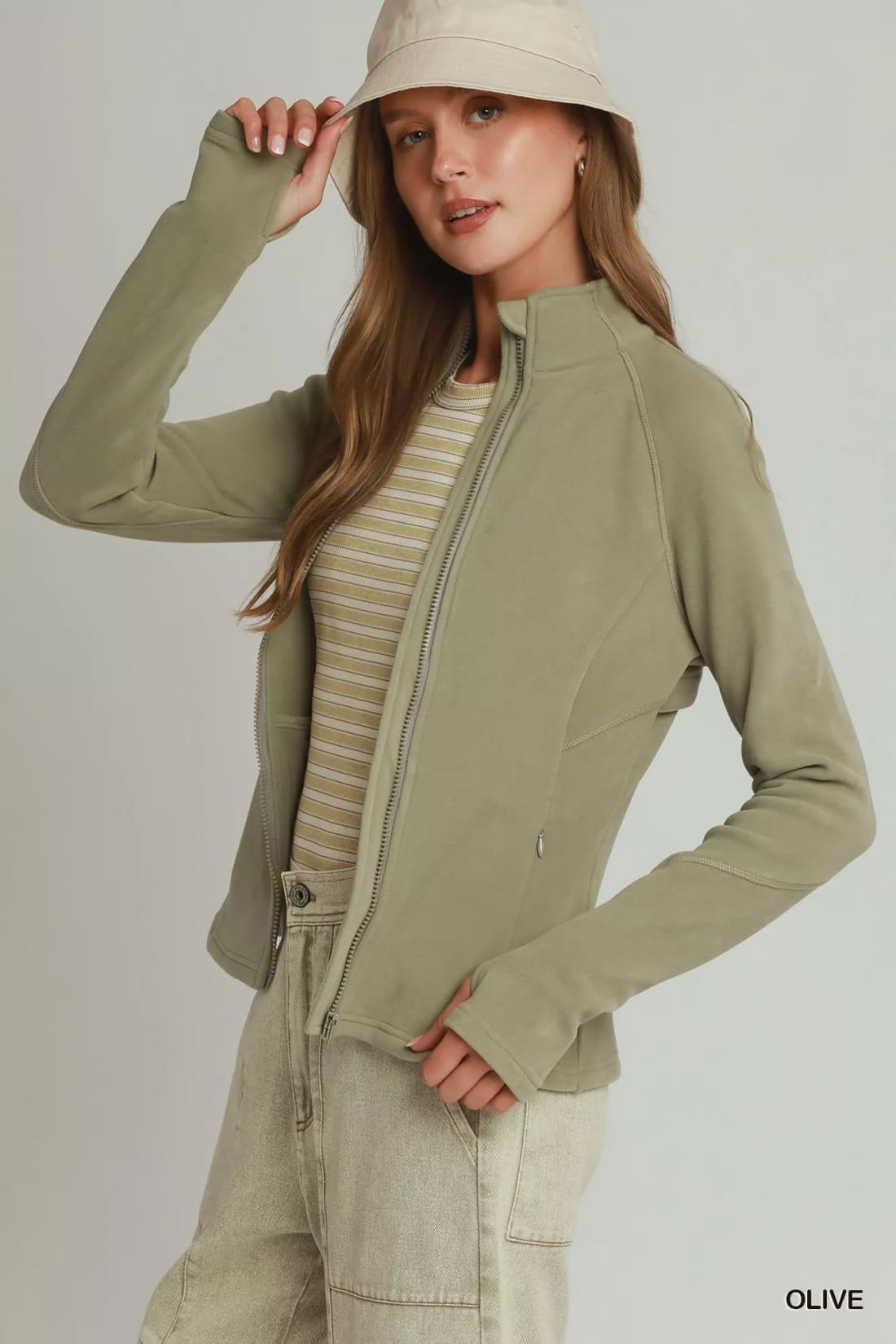 Umgee Soft Fleece Full Zip Jacket With Pockets