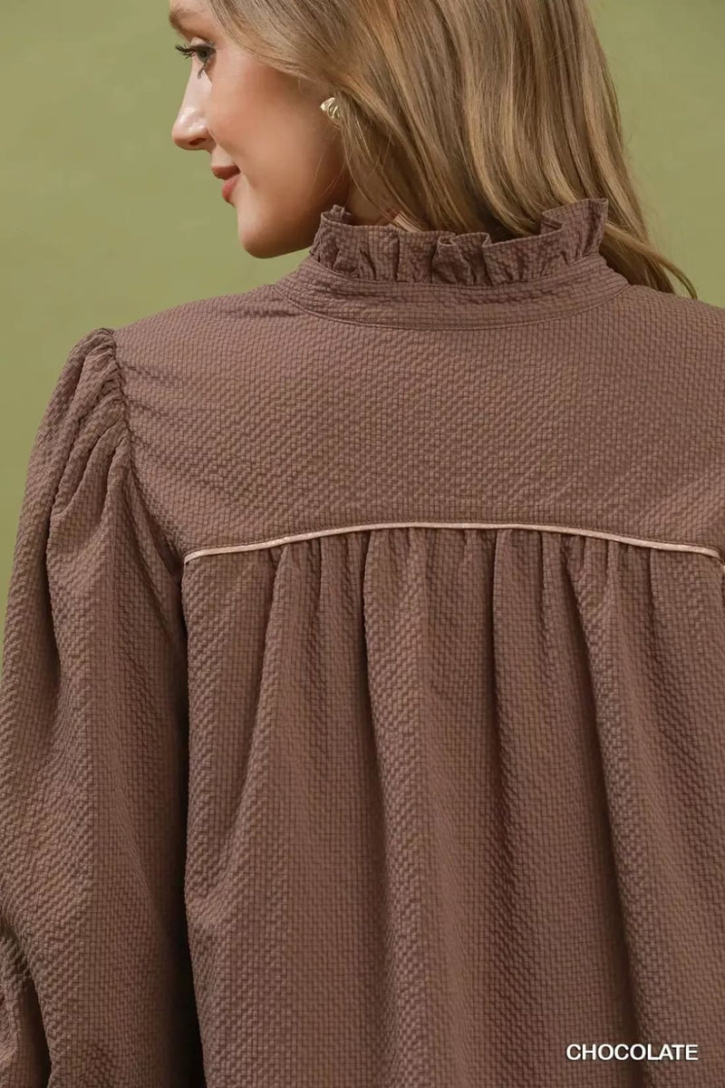 Umgee Textured Puff Sleeve Mini Dress