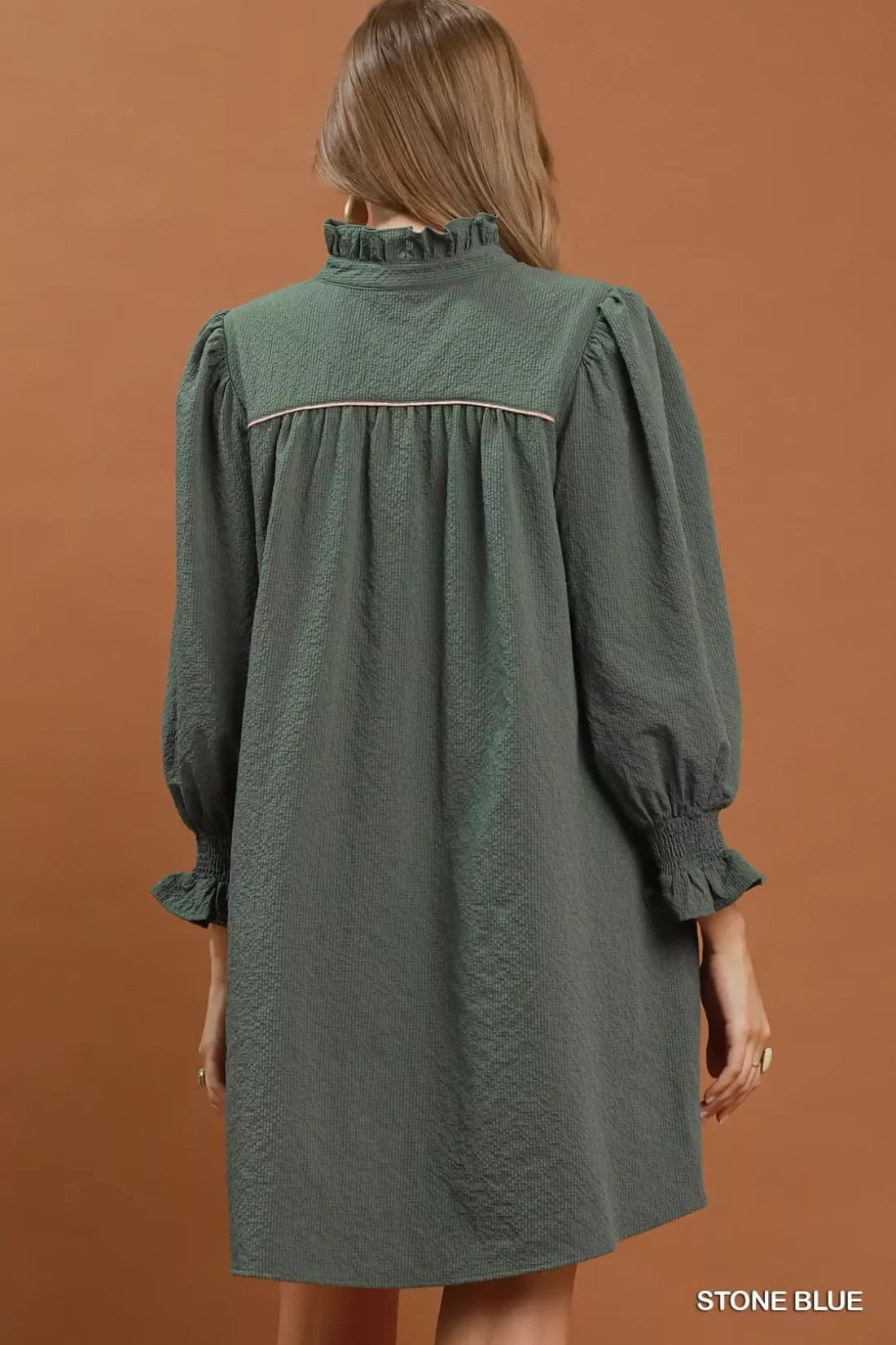 Umgee Textured Puff Sleeve Mini Dress