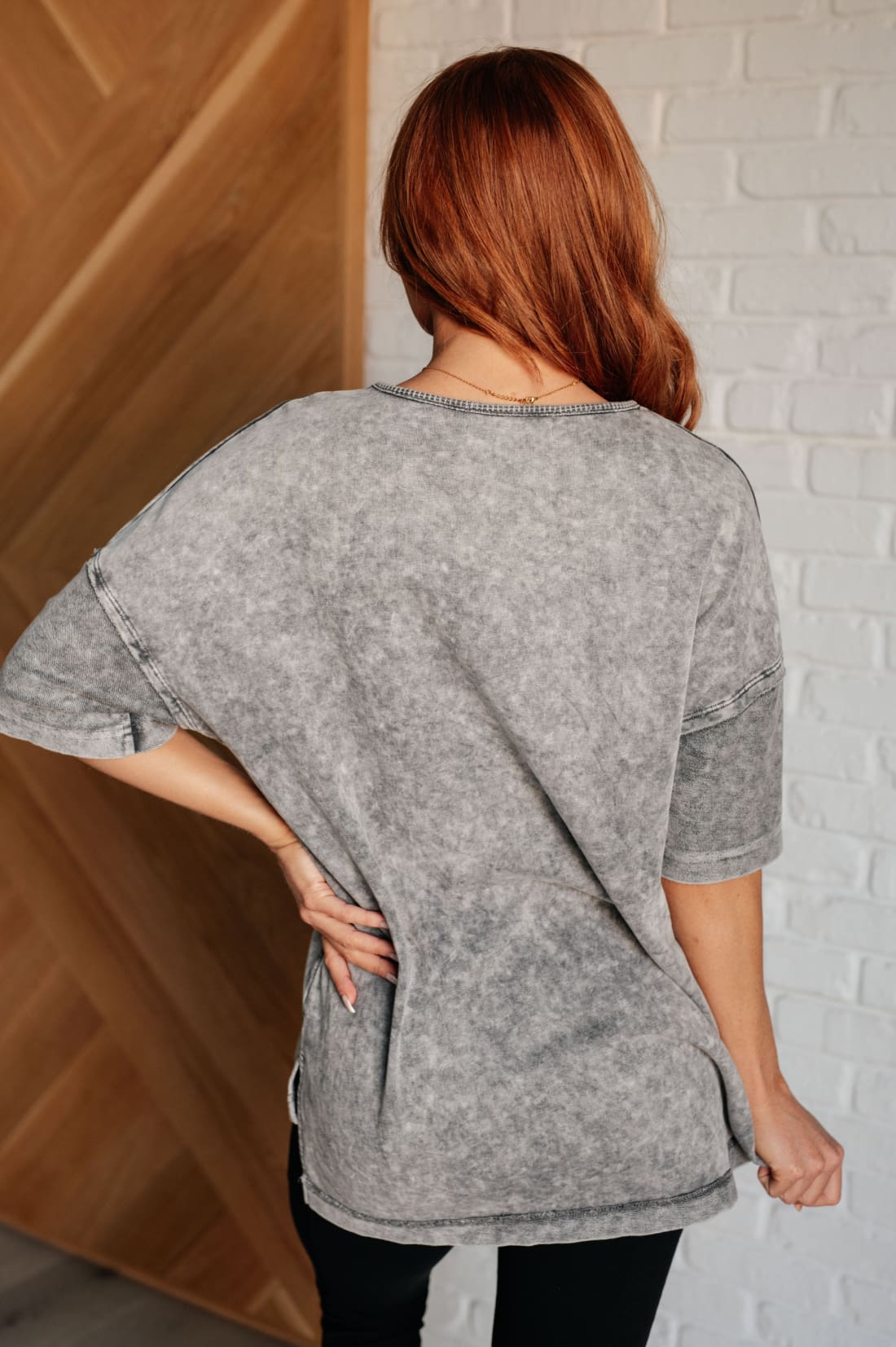 Unbothered Mineral Wash Top in Grey | Tops