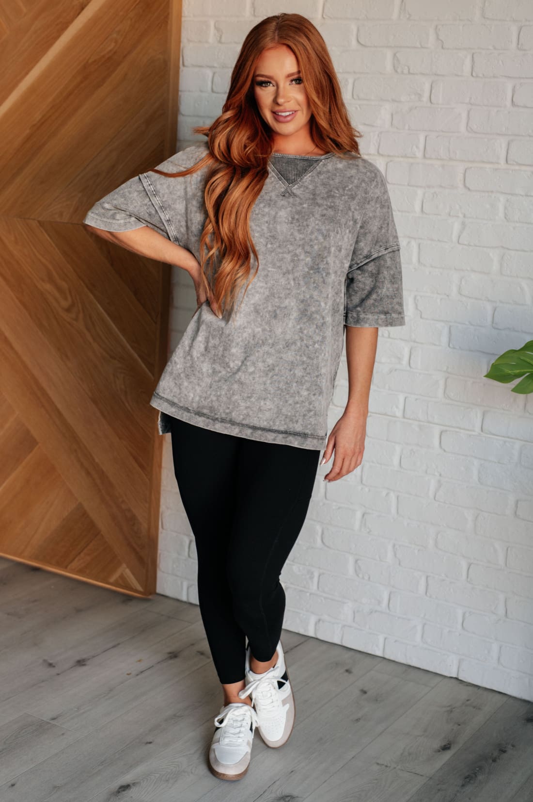 Unbothered Mineral Wash Top in Grey | Tops