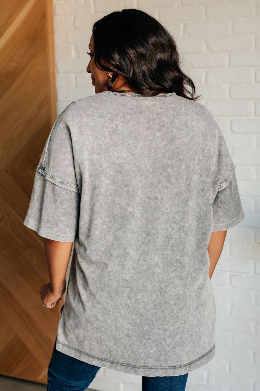 Unbothered Mineral Wash Top in Grey | Tops