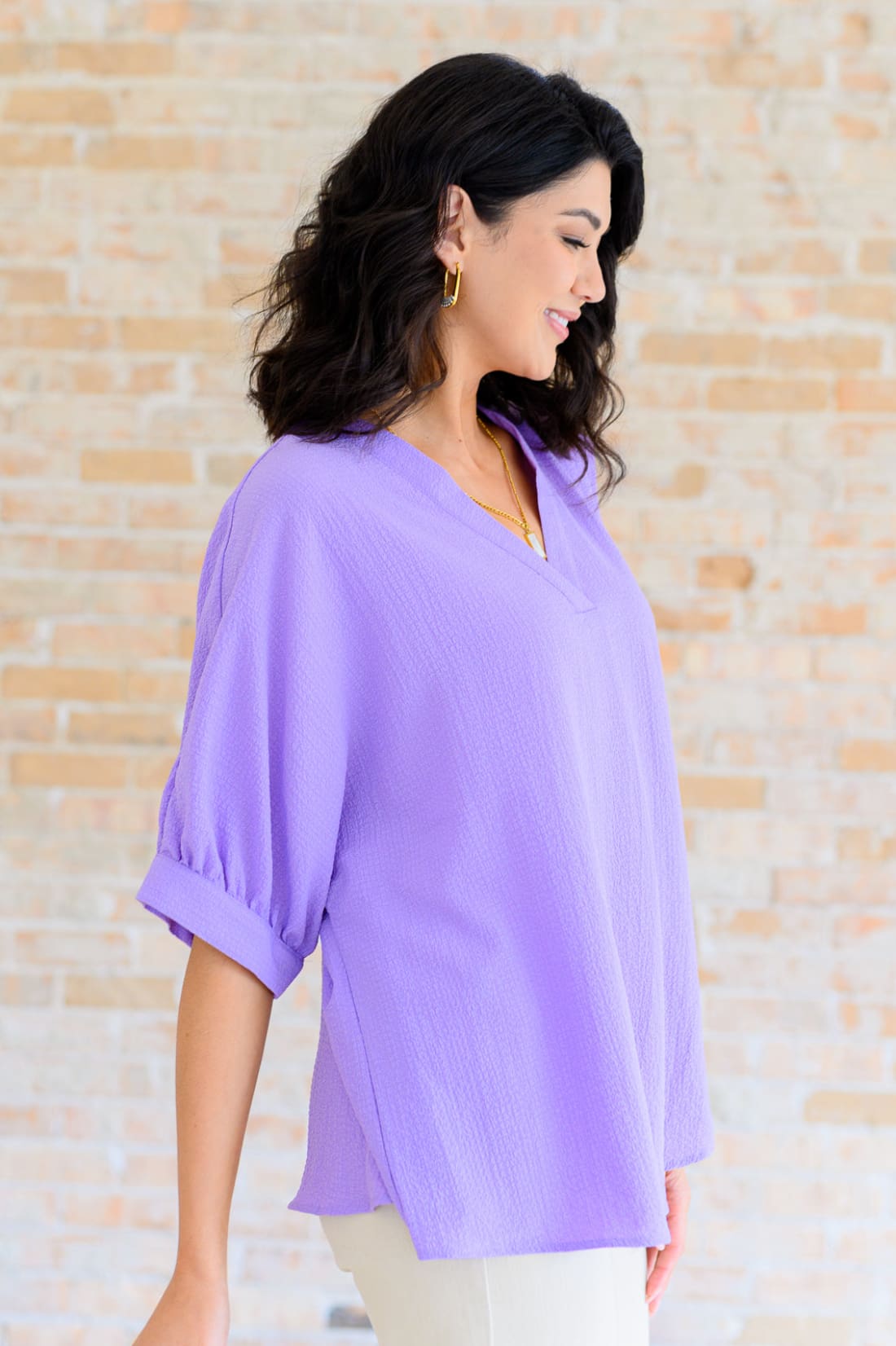 Up For Anything V-Neck Blouse in Lavender | Tops