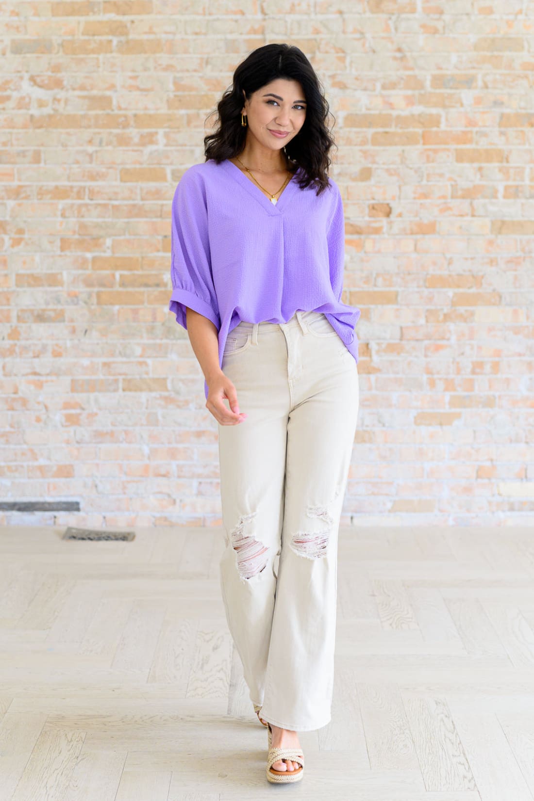 Up For Anything V-Neck Blouse in Lavender | Tops