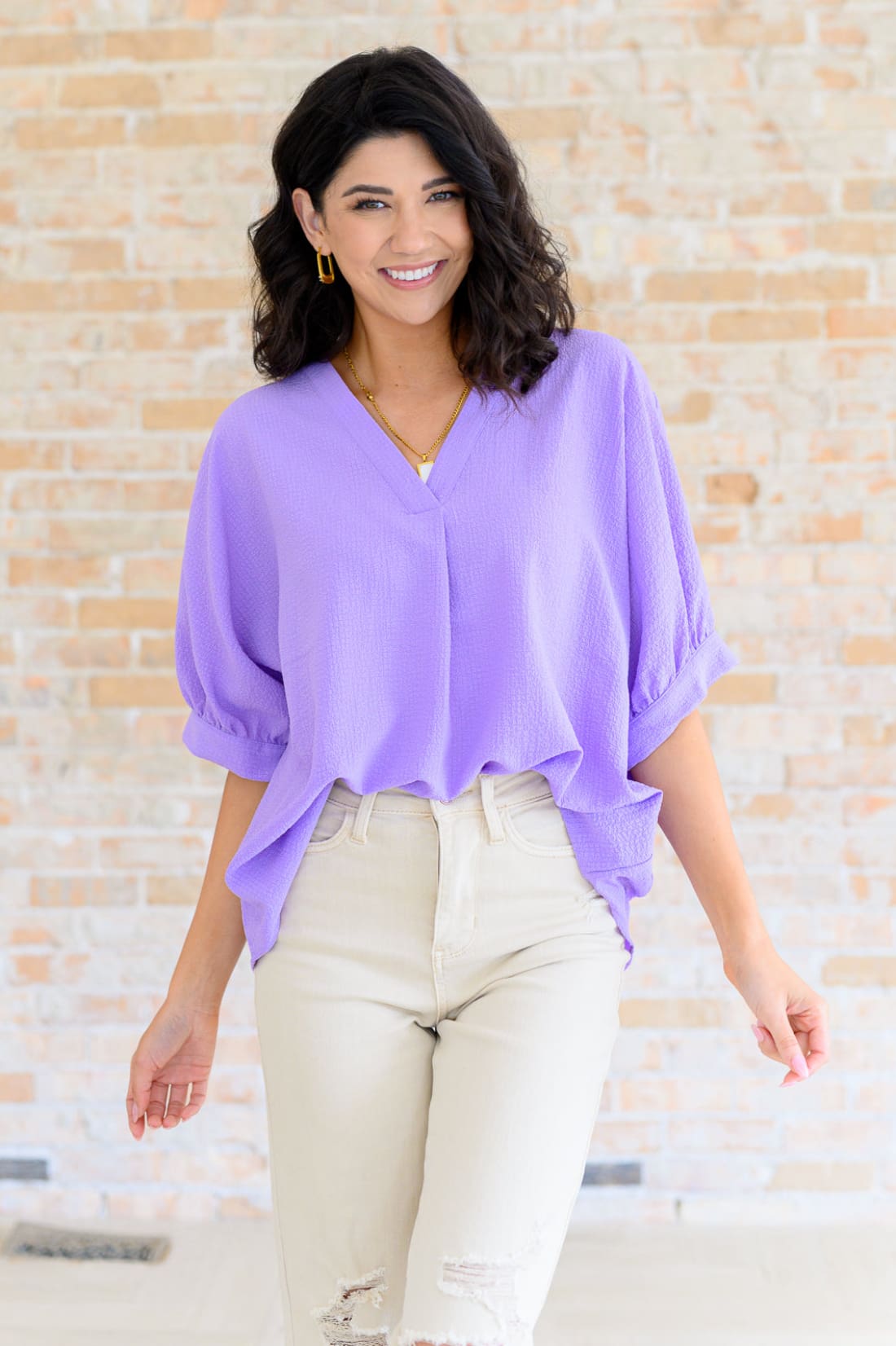 Up For Anything V-Neck Blouse in Lavender | Tops