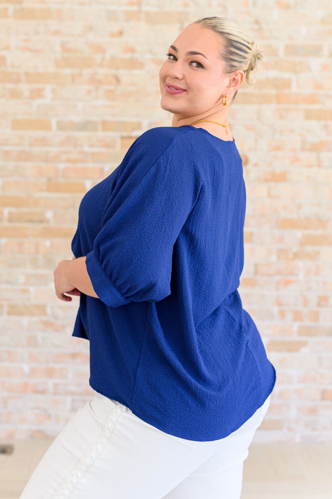 Up For Anything V-Neck Blouse in Navy | Tops