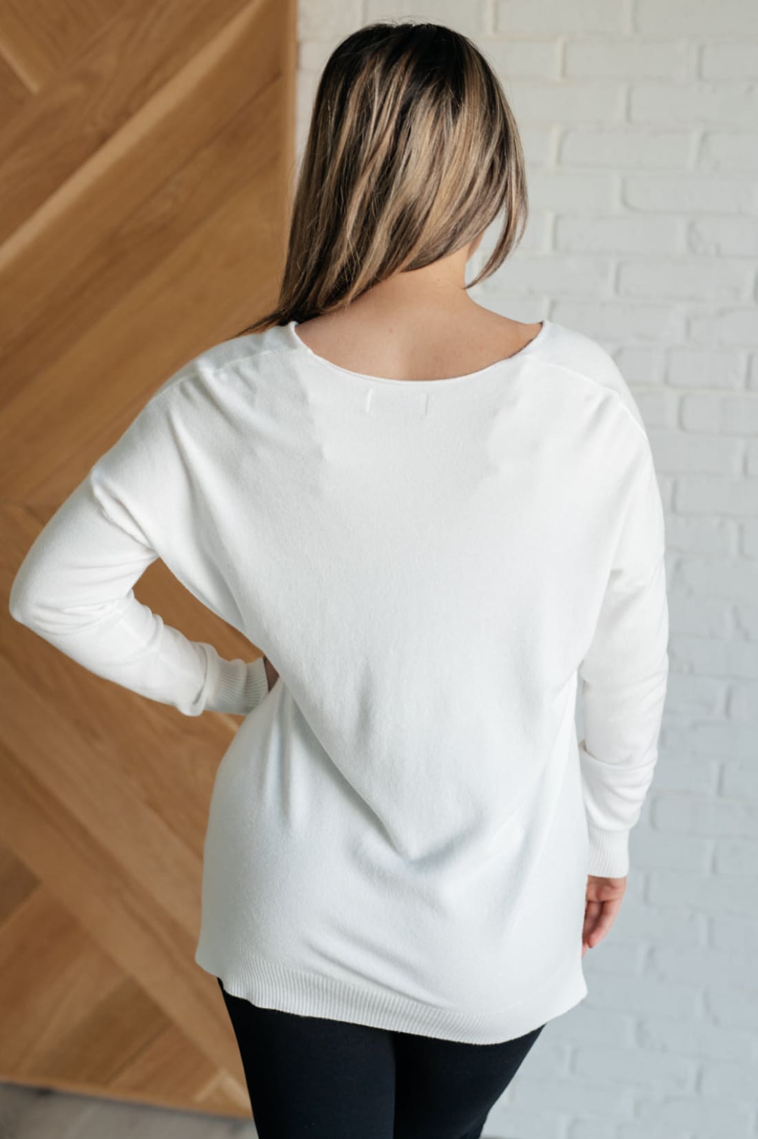 V-Neck Front Seam Sweater in Ivory | Sweaters & Cardigans