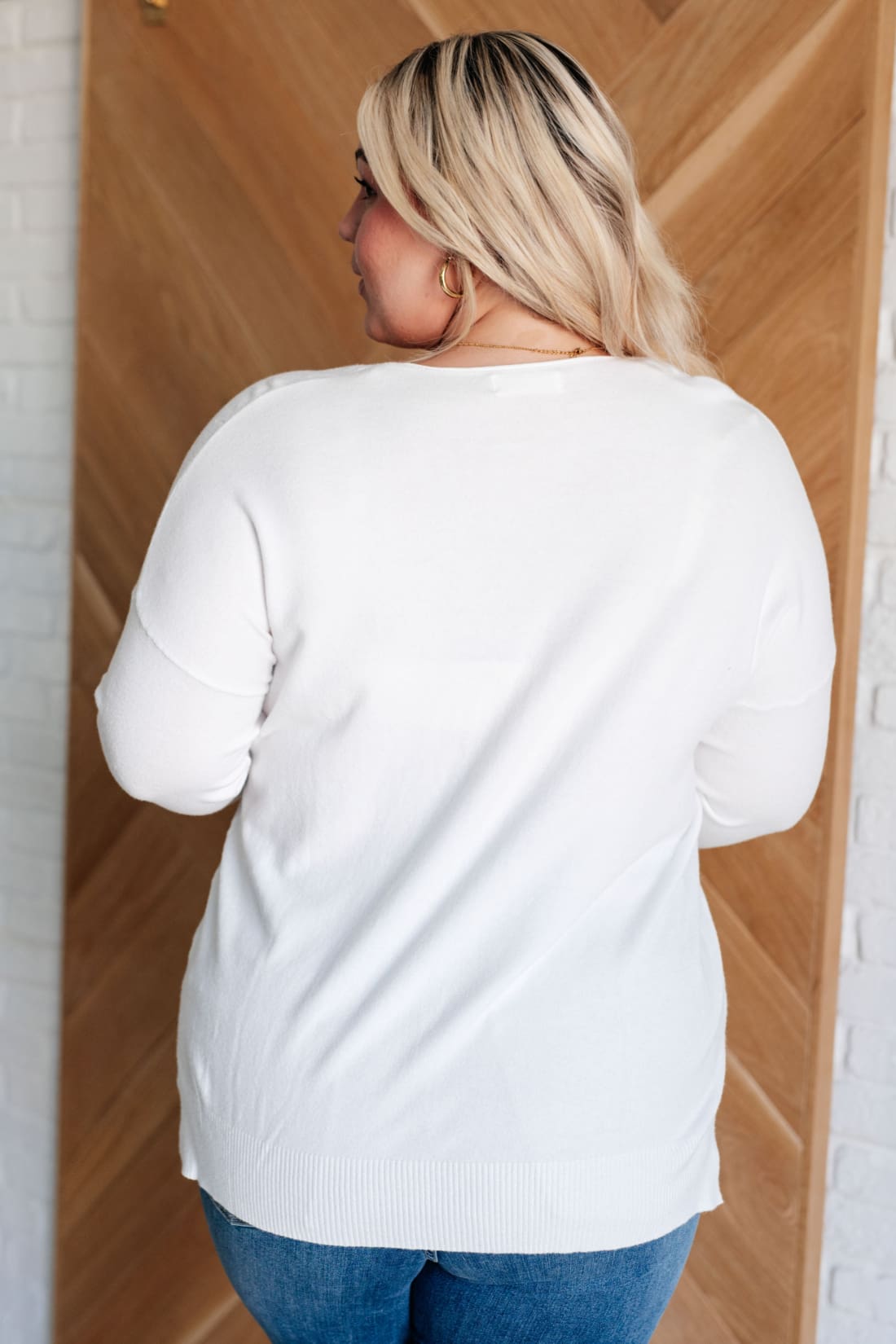 V-Neck Front Seam Sweater in Ivory | Sweaters & Cardigans