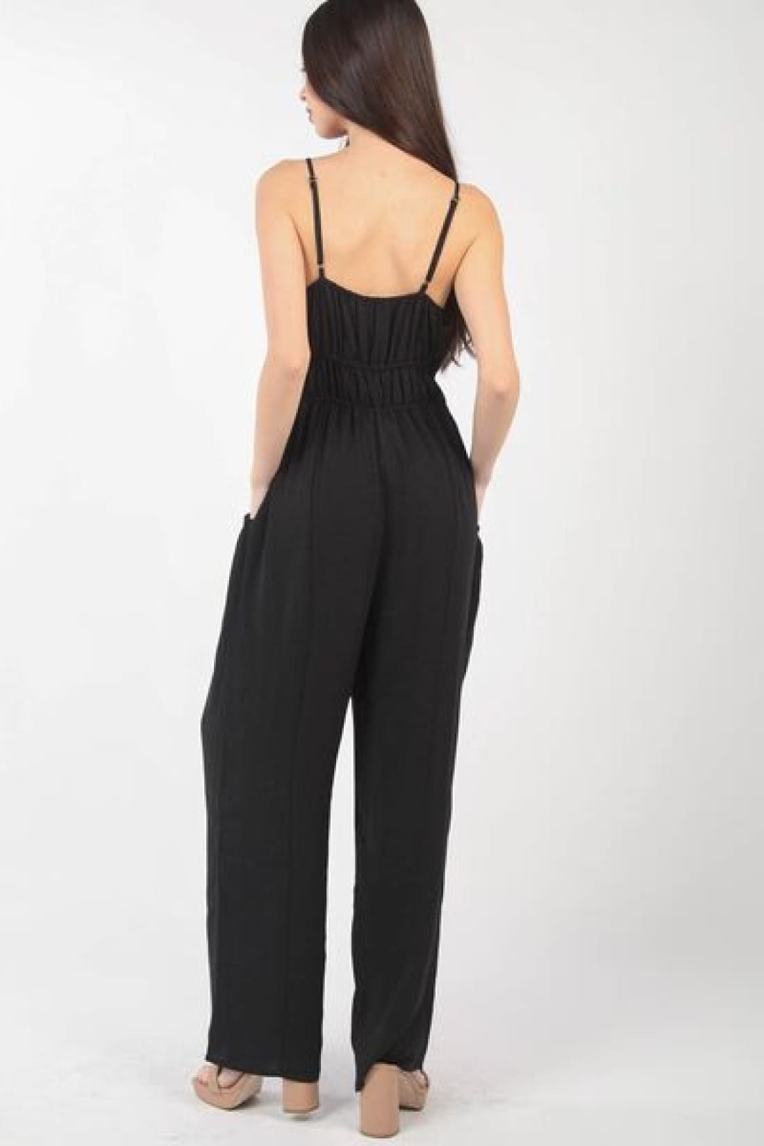 VERY J Pintuck Detail Woven Sleeveless Jumpsuit | Jumpsuits & Rompers