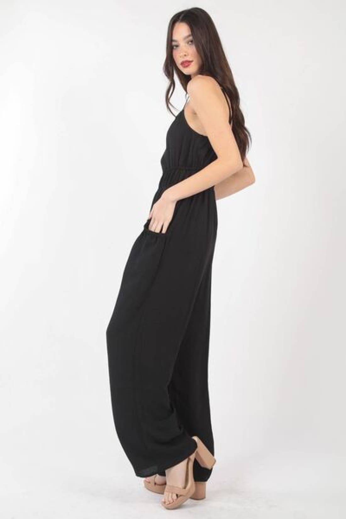 VERY J Pintuck Detail Woven Sleeveless Jumpsuit | Jumpsuits & Rompers