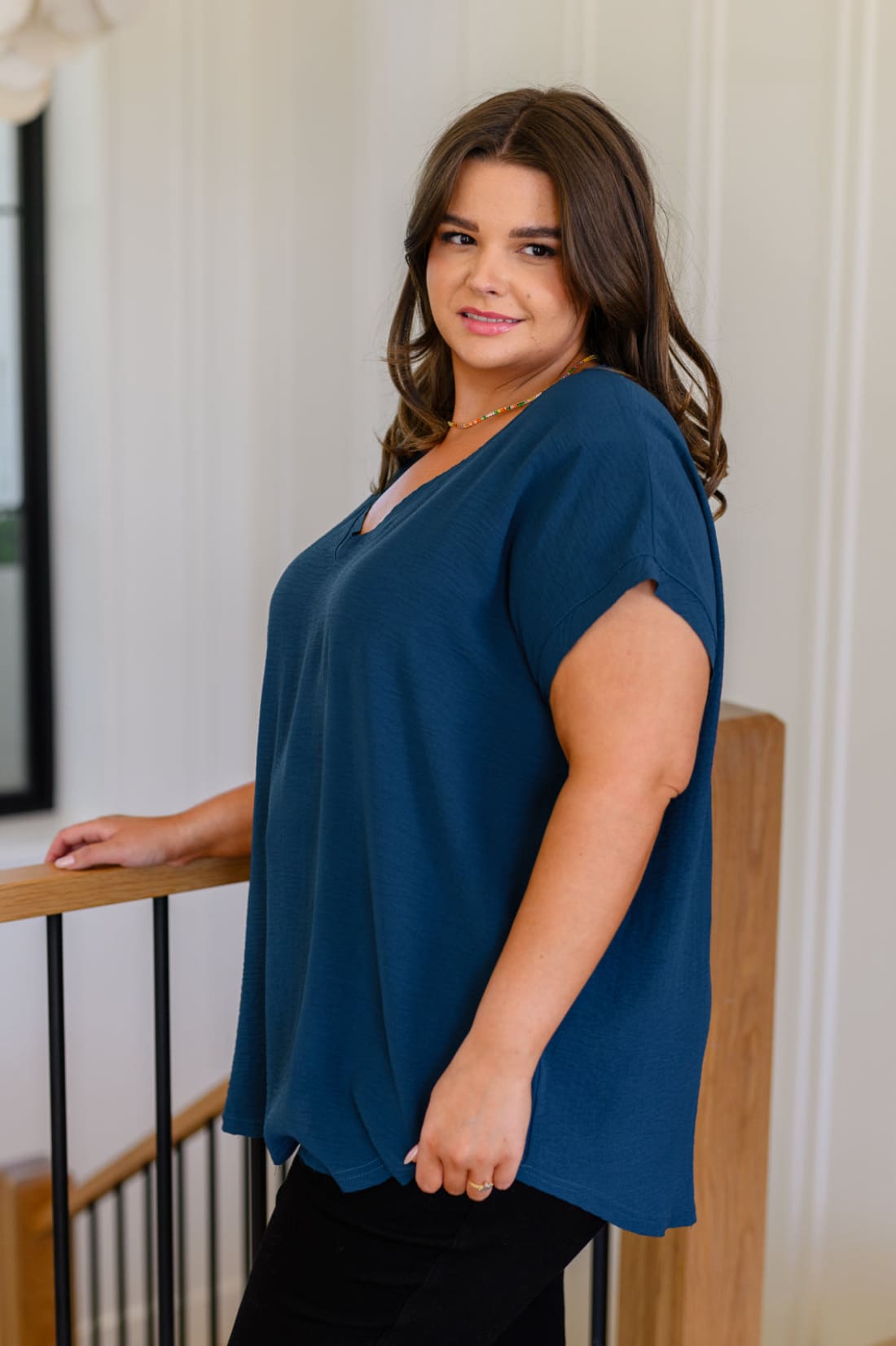 Very Much Needed V-Neck Top in Teal | Tops