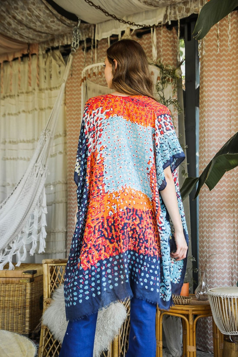 Vibrant Multicolor Frayed Kimono | Kimono