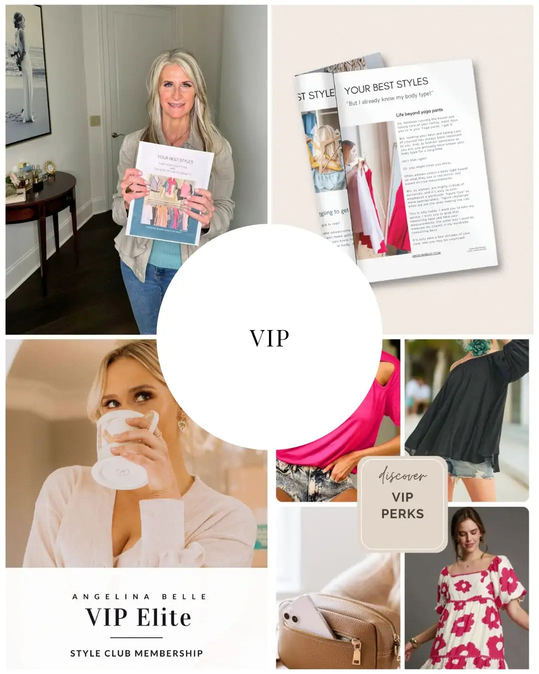 Vip elite style club membership brochure with a blue and white cover featuring fashion imagery.