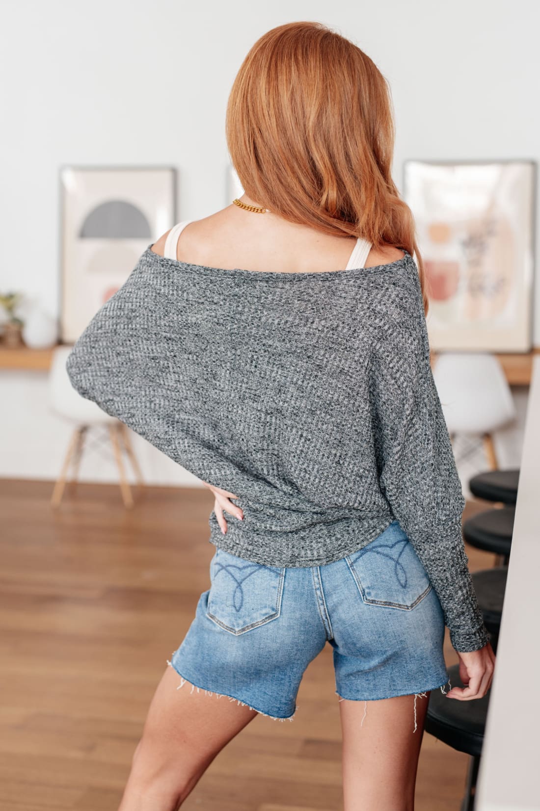 Warm Thoughts Ribbed Top in Charcoal | Long Sleeve Tops