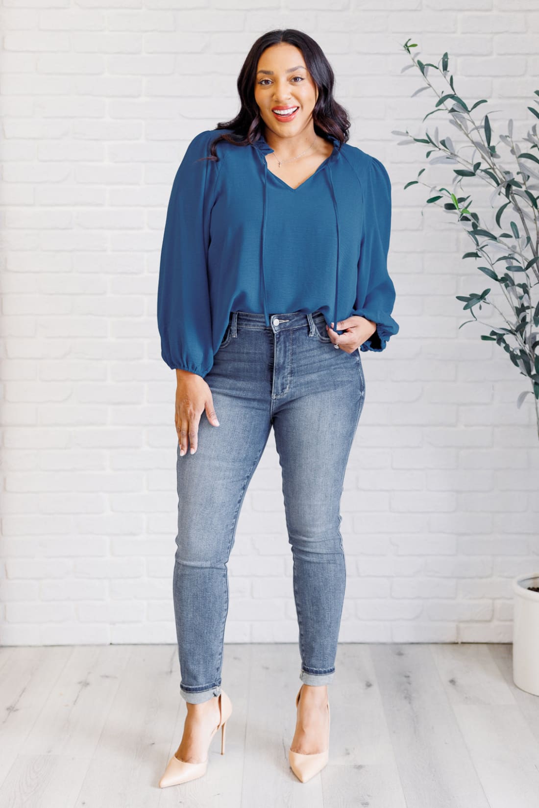 We Believe Keyhole Tie Detail Blouse | Tops