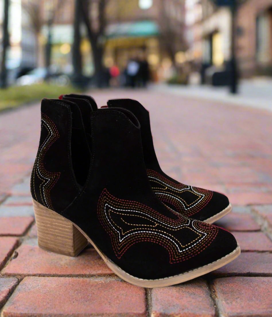 Western Ankle Booties in Black | boots