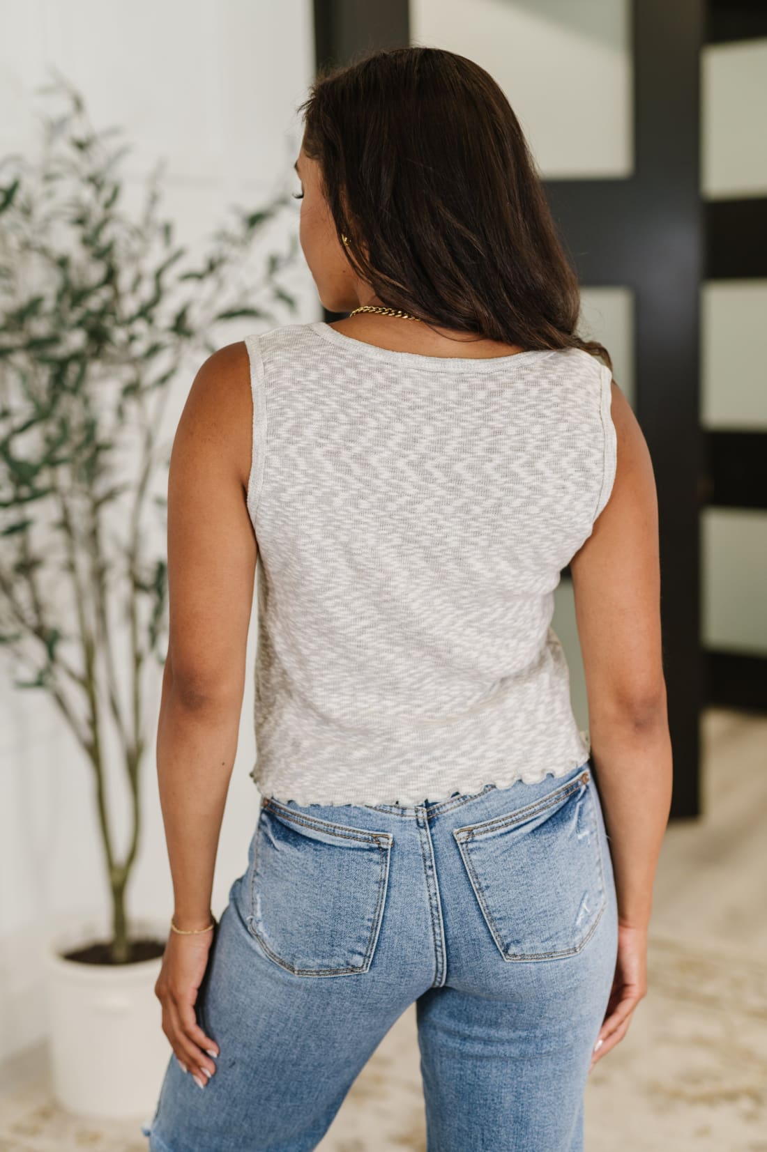 What’s the Plan Lettuce Hem Tank in Heather Grey