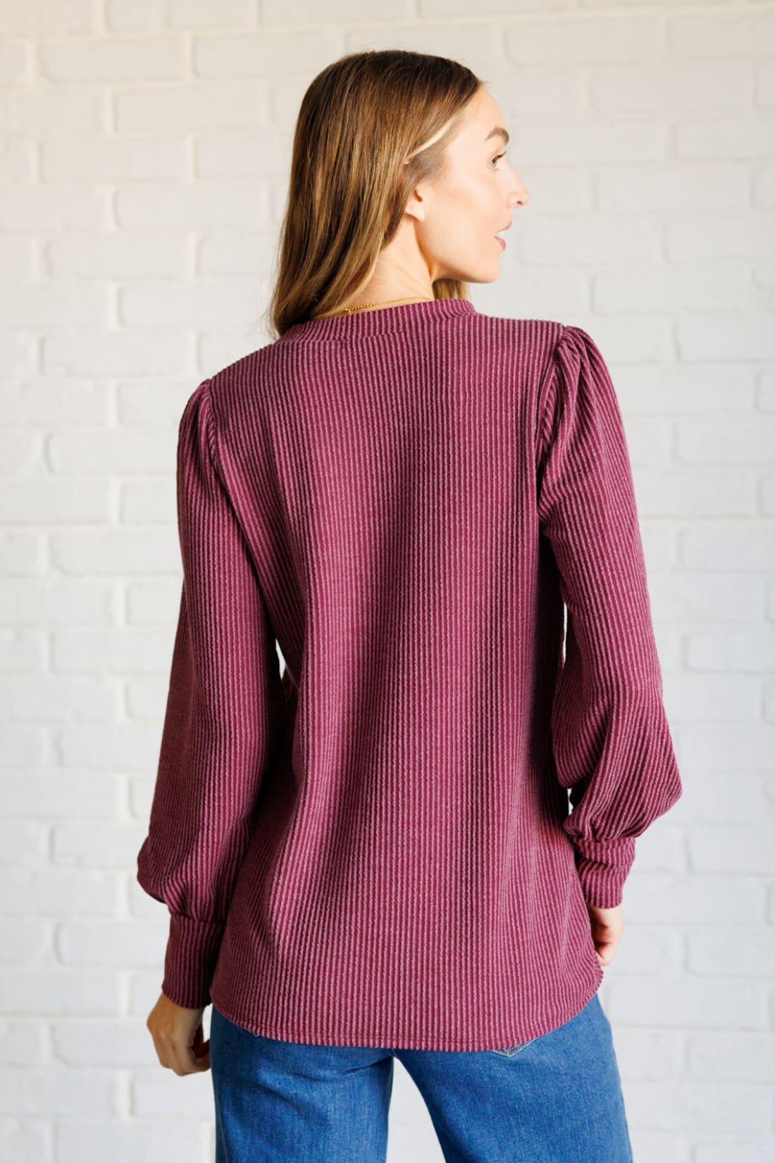 When the Sun Goes Down Mineral Wash Ribbed Knit Top in Wine | Long Sleeve Tops