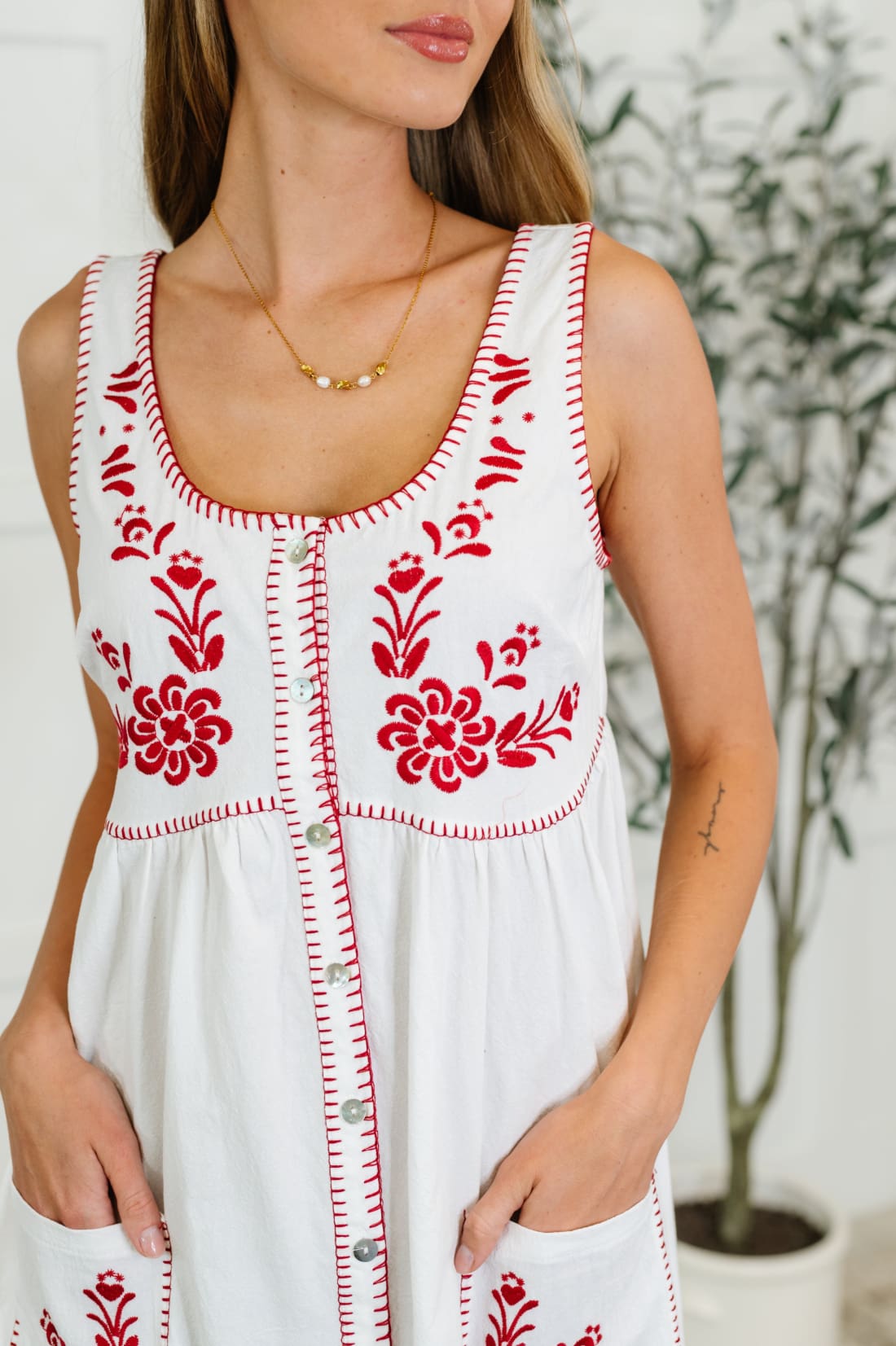 Whispering Petals Scoop Neck Dress