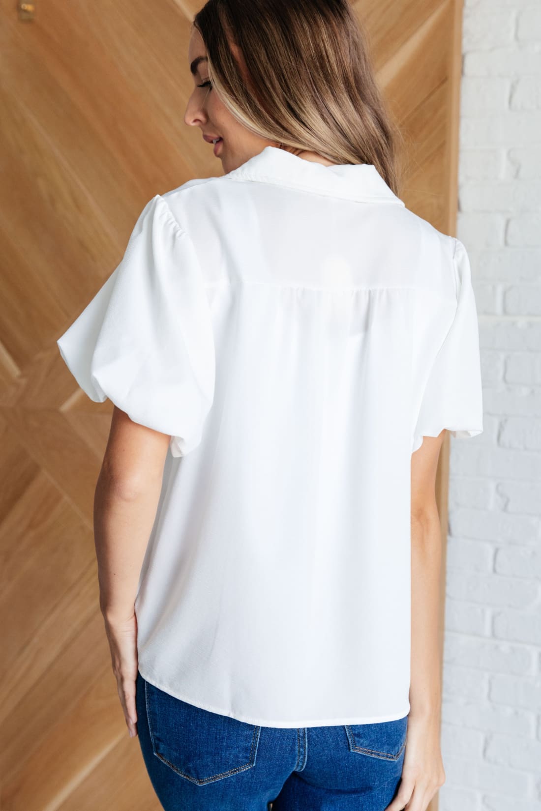 White Short Puff Sleeve Blouse | Blouses & Shirts