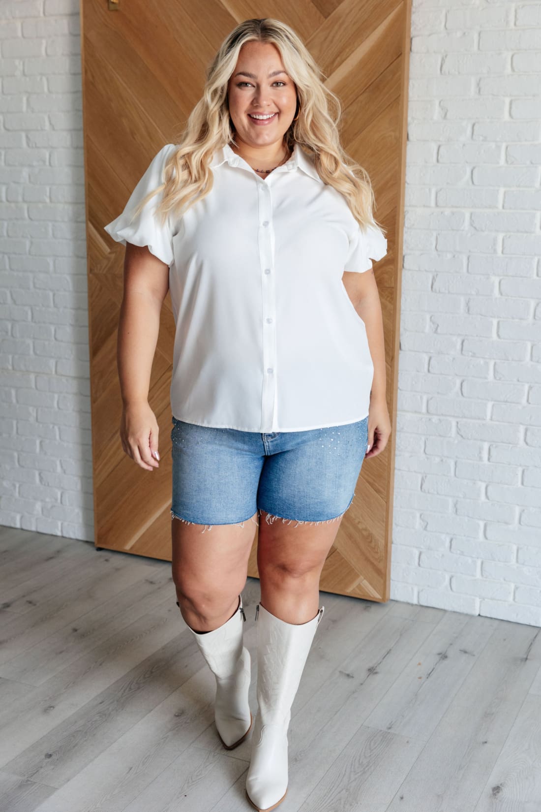 White Short Puff Sleeve Blouse | Blouses & Shirts