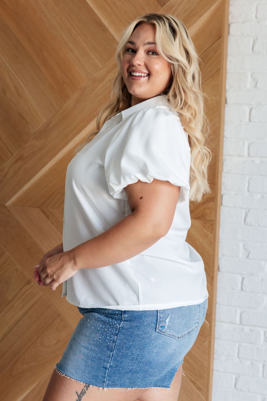 White Short Puff Sleeve Blouse | Blouses & Shirts