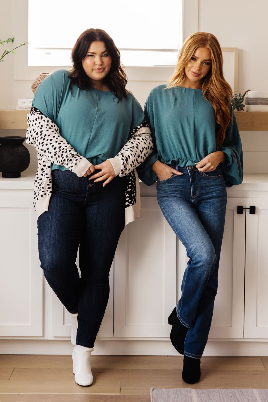 Winging It Ruffle Detail Top in Teal | Blouses & Shirts