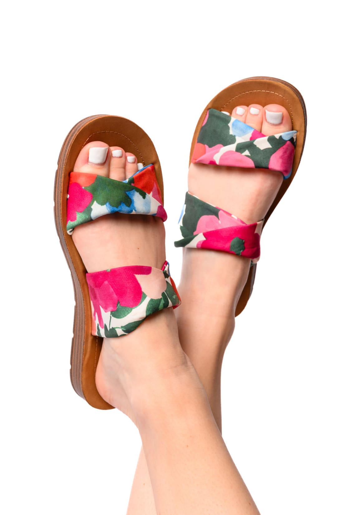 With a Twist Floral Slide Sandals | sandals