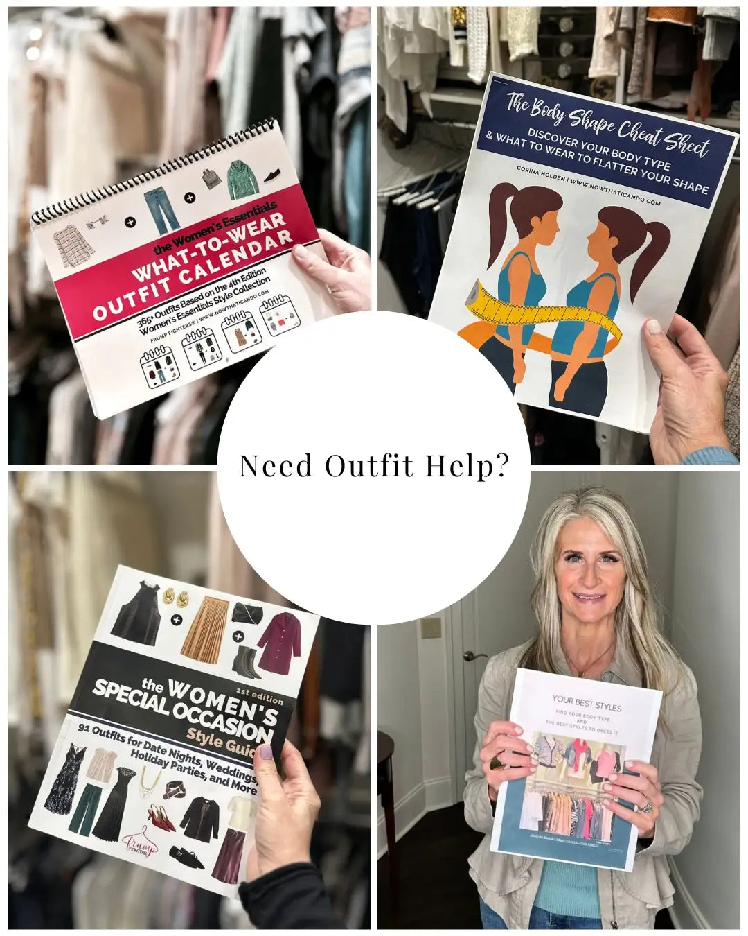 The women’s essential what-to-wear outfit calendar, featuring a spiral-bound design with colorful illustrations and seasonal outfit suggestions.